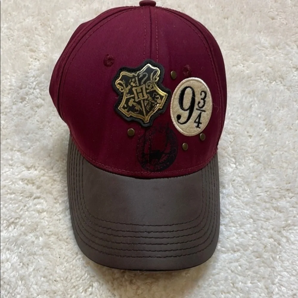 Harry Potter Hogwarts Womens Patch Baseball Hat Faux Leather Curved Bill